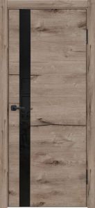 Межкомнатная дверь Лу-45 (пацифик, черное стекло,900x2000)