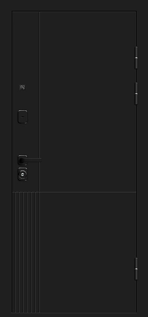 Входная дверь Optim Z-2 Нео Зеркало Муар черный/Белый BR6180 внешняя сторона