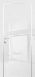 Межкомнатная дверь HGX-19 AL-хром кромка с 4-х ст. Белый глянец